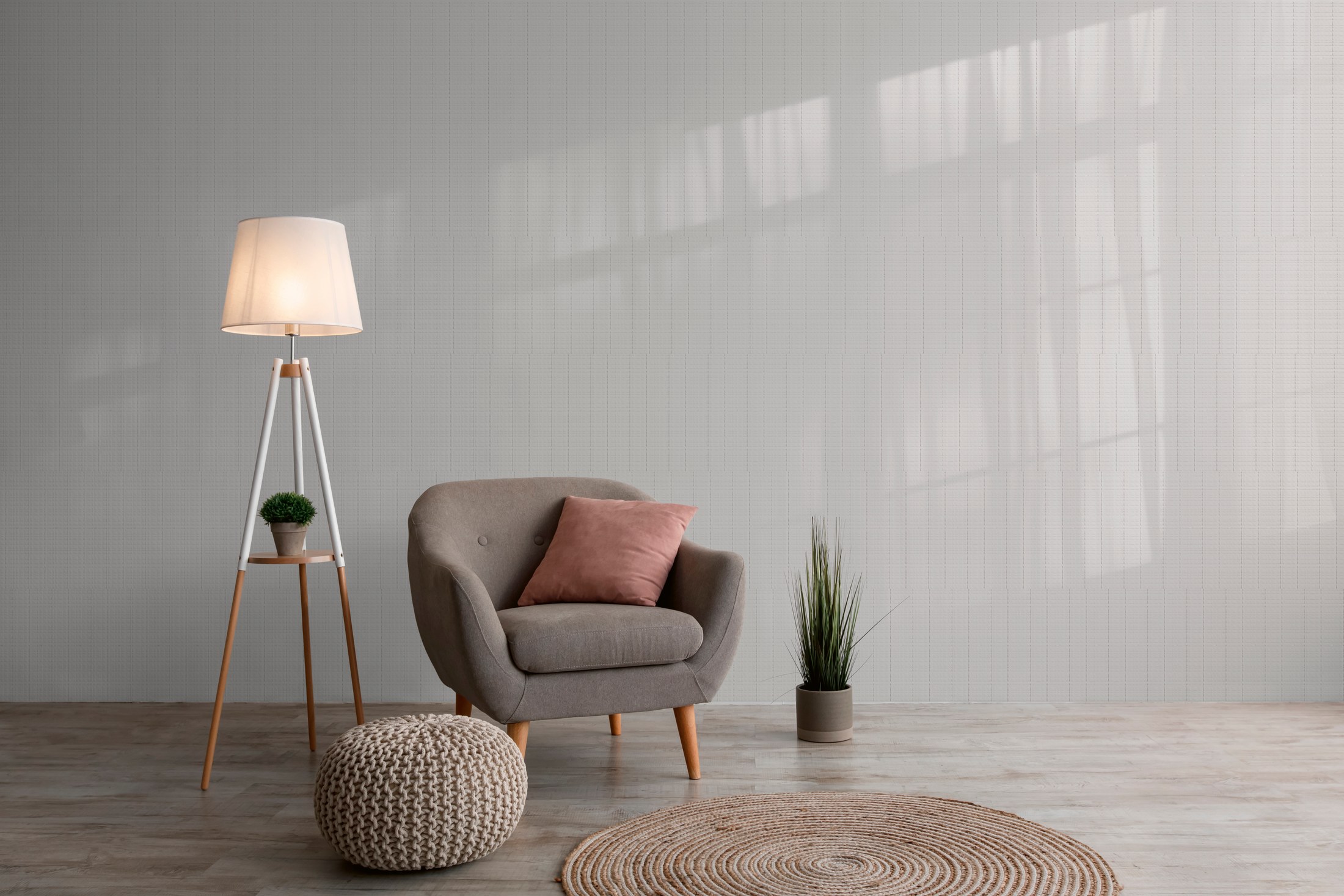 Luminous white nano-crystallized glass interior surface in daylight