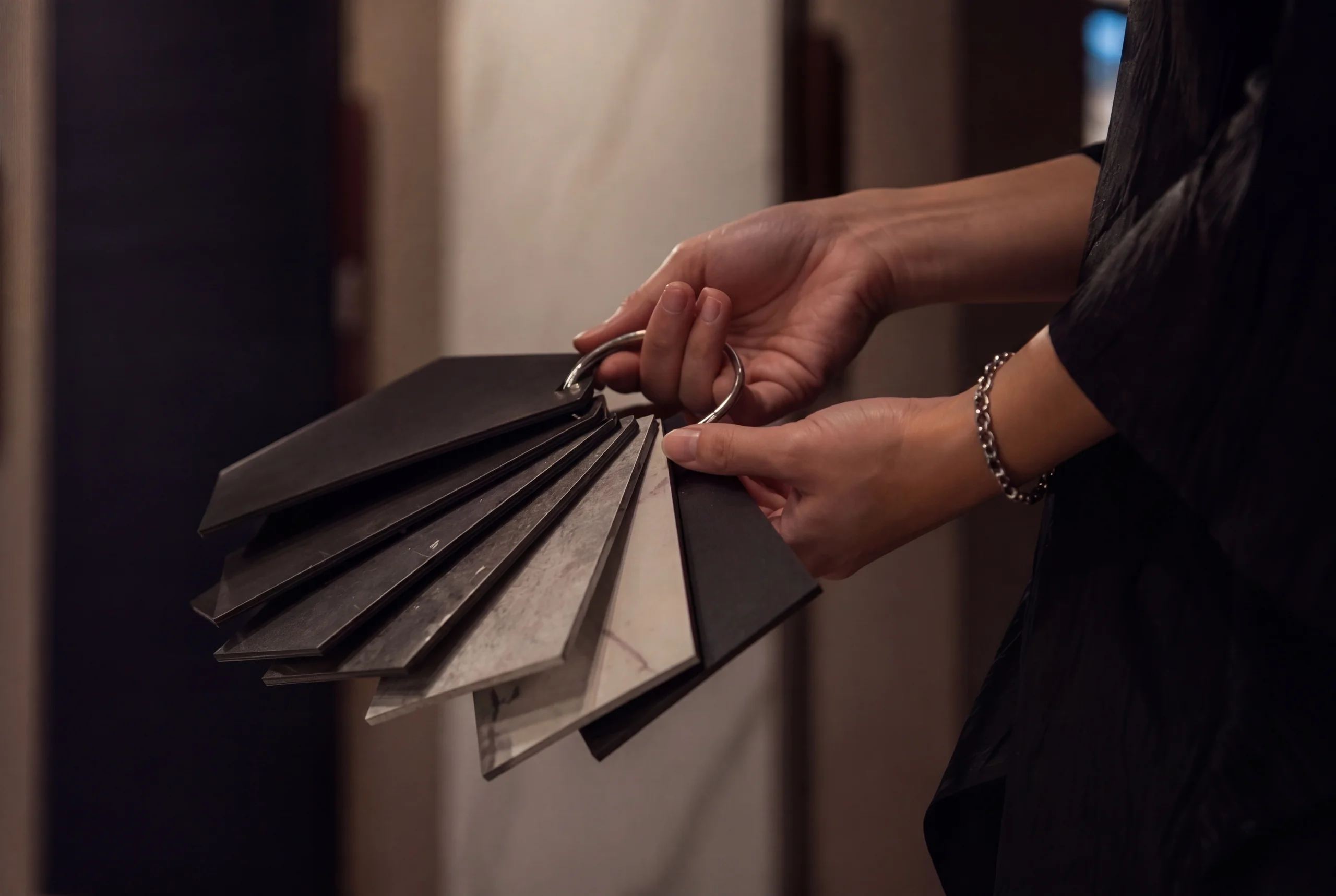 Architectural surface samples in hand
