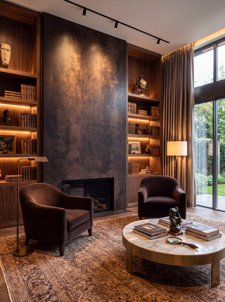 Acciaio Scuro sintered stone, living