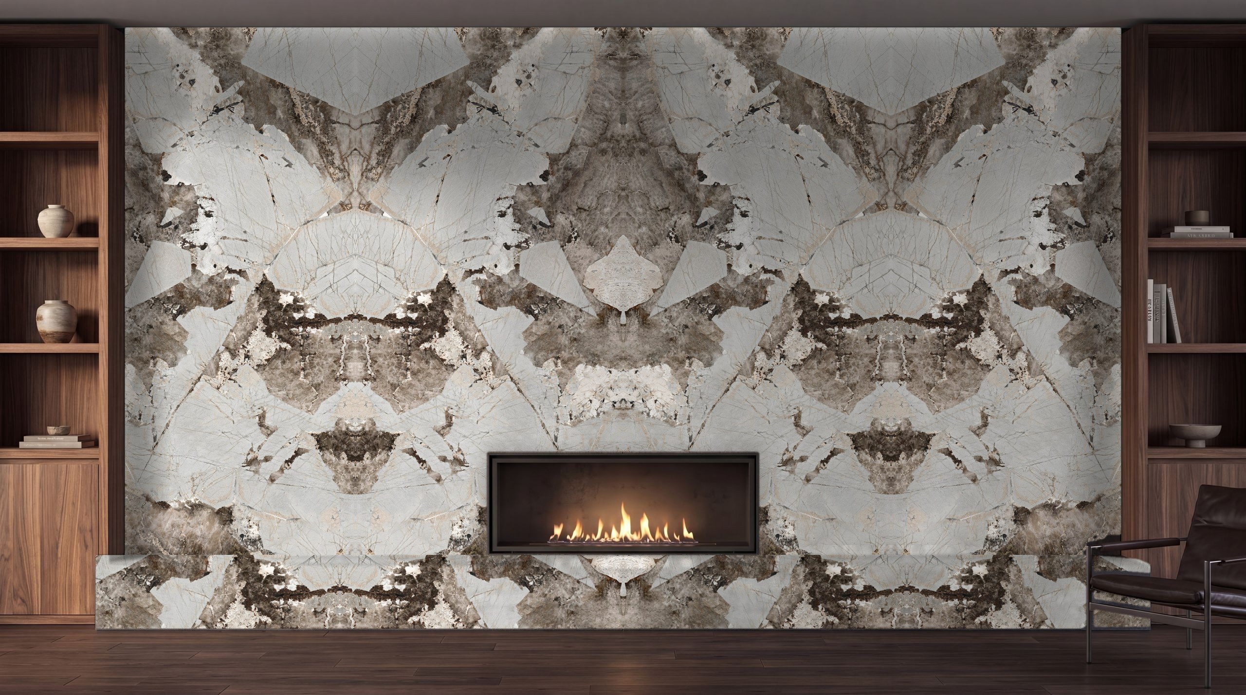 Sintered stone - Intarsio fireplace feature wall